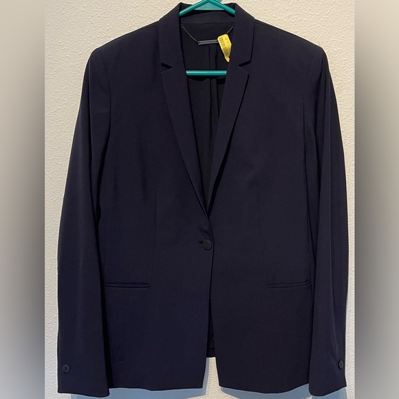 Ellie Tahari Solid Navy Blue Blazer Business Button Sport Jacket Womens Wool 10 - Picture 1 of 8